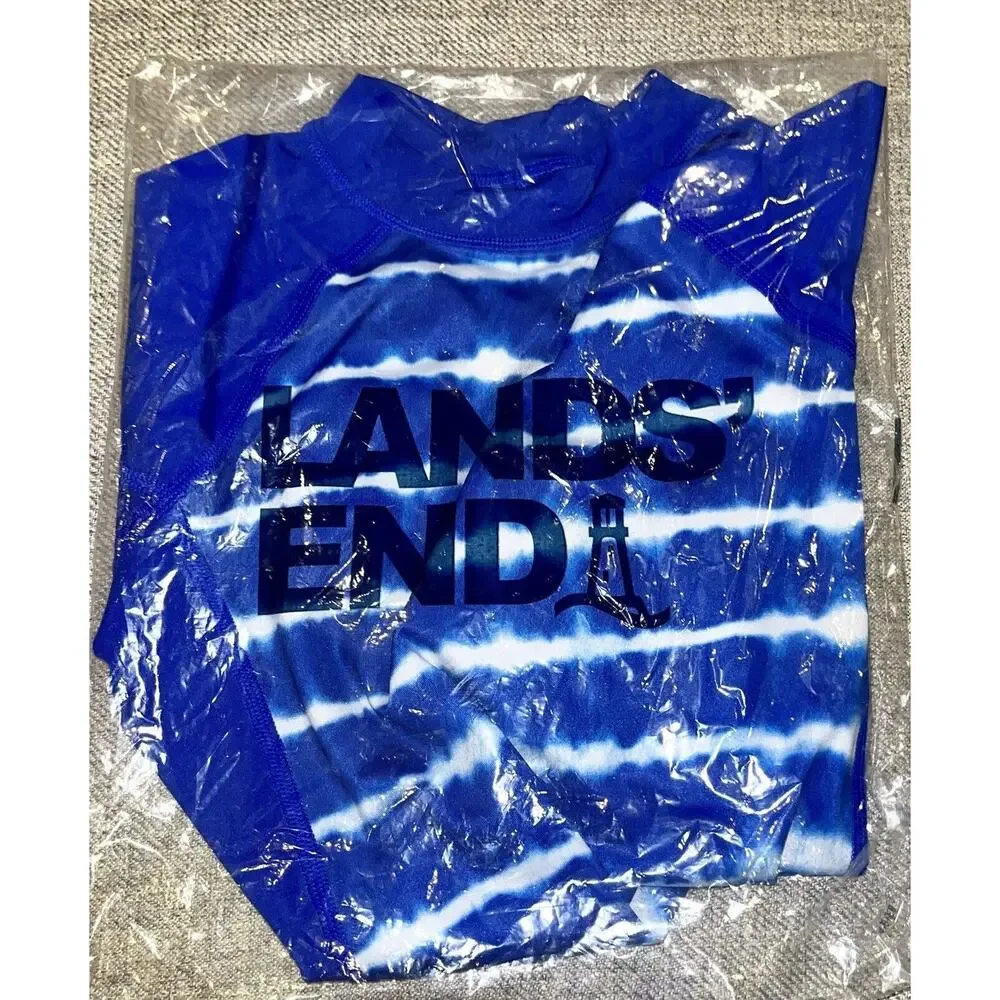 NEW Lands' End Boys Rash Guard Swim Shirt X-Small (4/5) UV 50 Long‎ Sleeve NWT